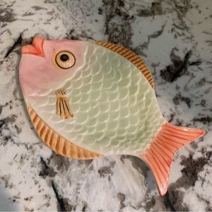 Whimsical Ceramic Fish Shaped Spoon Rest or Plate - Made in Portugal